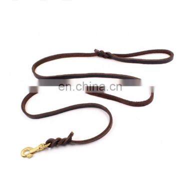 Wholesale Double Handle Dog Leash Copper Hook Leather Rope Dual Pet Leash