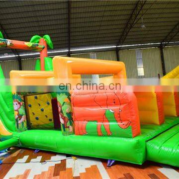 Kids Outdoor Air Blow up Assault Course With Zoo Theme photo-6