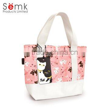 Fashion Women Beautiful Pink Full Color Printing Non-woven Neoprene Tote Bag photo-3