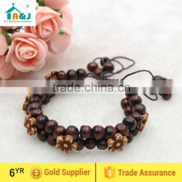 Wooden Floral Flower Beads Bracelet