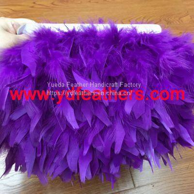 Dyed Colour Stripped Turkey Feather Fringe from China