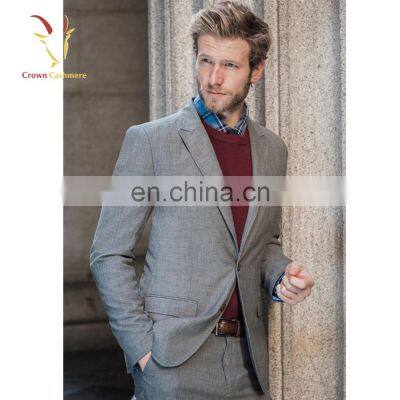 Mens 100% Cashmere Crew Neck Pullover Sweater With Elbow Patches photo-3