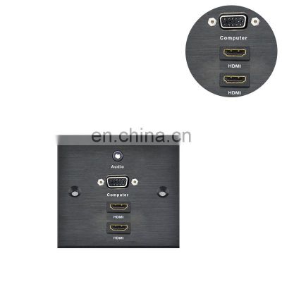 86Type French 220V Black 2 Usb Panel mount Ac Power Wall plate Socket