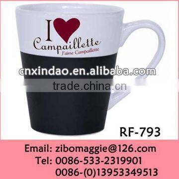 Wholesale White Ceramic Cup with Blackboard Design for Chalk Promotion Cup Constume