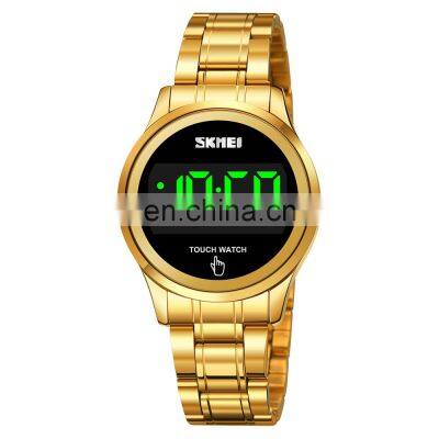 Luxury SKMEI 1737 LED Screen Stainless Steel Digital Watches Gold Touch Watch for Men Women