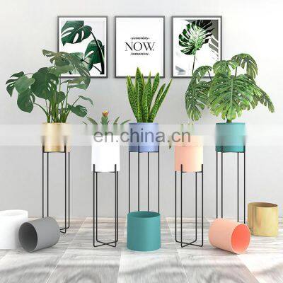 Flower Pots Decorative Gold Garden Indoor Round Iron Big Large Wholesale Metal Cheap Stand Plant Flower Pots Planters For Plant