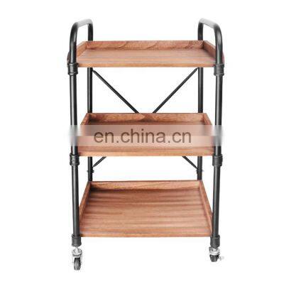 K&B cheap wholesale popular 2021 new garden food and drink wooden trolley