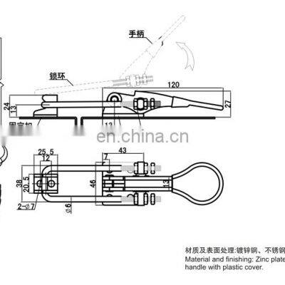 DK603-4 Zinc Coated Steel / SS Toggle (Hasp) With Plastic Cover Handle photo-5