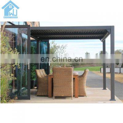 Aluminium motorised rainproof outdoor modern flat roof pergola garden gazebo