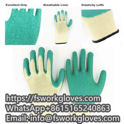 10Gauge 5Yarn(21S) Cotton Liner Crinkle Latex Cotton Working Gloves Latex Rubber Palm Work Gloves photo-3