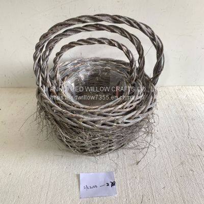 New Design Customized Size Garden Basket With Ears And Plastic Liners