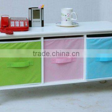 MDF Storage Cabinet with Non Woven Fabric Bin with Casters