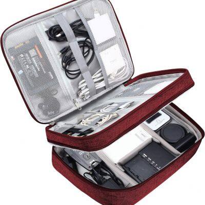 Electronic Bag Travel Cable Accessories Bag Waterproof Double Layer Electronics Organizer Portable Storage Case