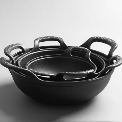 Custom Pre-seasoned Non stick Cast Iron Cooking Pots 20/25cm round Casserole Kitchen Cookware Dutch Oven Set without Coating