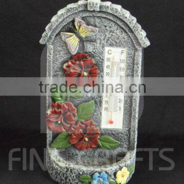 Cement decoration bird feeder with outdoor weatherglass