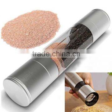 High quality double end mill salt and pepper grinder brushed tainless steel Salt & Pepper Mill Set 2 in 1,manual coffee grinder