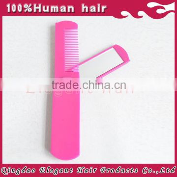 Pink color pocket mirror foldable comb