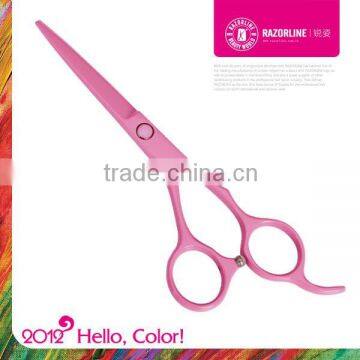 Pink Teflon Coating Convex-edge Stainless Steel hairdressing scissors