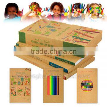 Innovative eco friendly kids drawing set including coloring books and pencil crayons