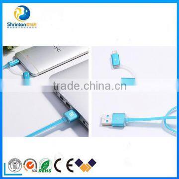 Alibaba China REMAX hottest lustrous 2 in 1 data cable usb data cable for iphone5/6 Samsung galaxy