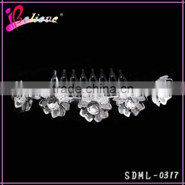 Diamond flower silver metal hair comb wedding hair jewelry magic hair comb