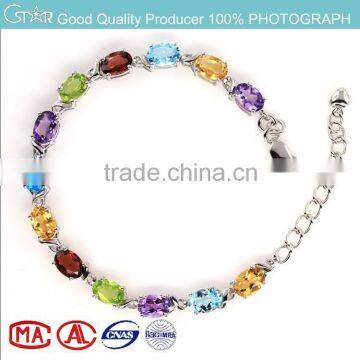 2015 China Supplier Fashion Jewelry New Product Wholesale White Plated Natural Color Stone Bracelets for Women