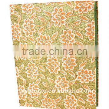 Embossed Flower Glitter Cloth Wrapping Ring Binder Desktop File Folder for Office Stationery Cardboard