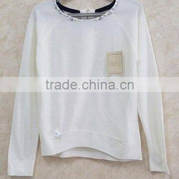 Lady casual knitting wear raglan sleeve back zipper pullover