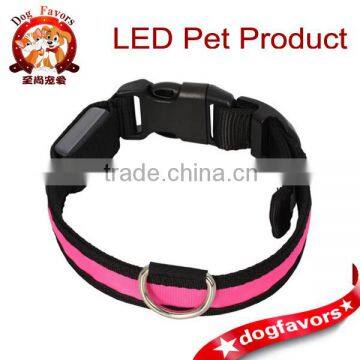 2014 Adjustable Flashing Nylon Pet Dog Safety Collar with LED Lights Pink S Small Size (S)