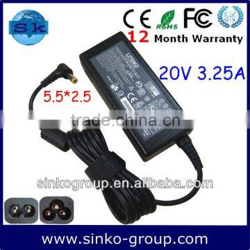 65w Laptop Charger 20v 3.25a for Liteon 5.5*2.5mm