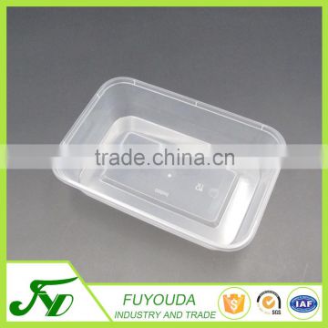 Disposable 500ml white plastic food container with lid