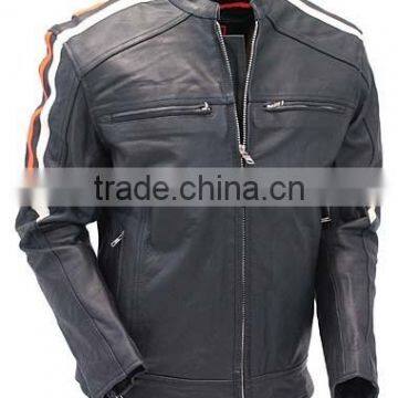 2015 New fashion Vented Scooter Jacket with Dual Gun Pockets and Harley Racing Stripes for mens motorbike leather jacket