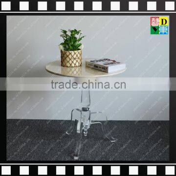 Modern Elegant Clear acrylic base and round marble top coffee table