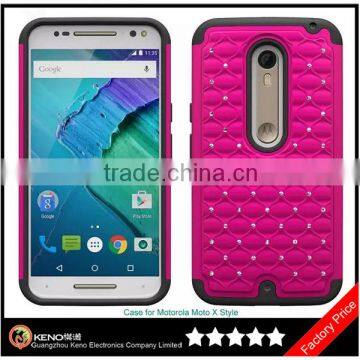 Keno Factory Direct Sale PC+ Silicon 2 in 1 Back Case Cover for Motorola Moto X Style with High Quality