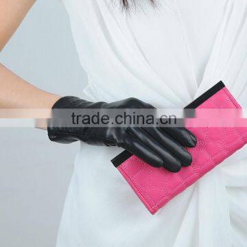 new arrival women's fashion lambskin leather dressed gloves with embroidery