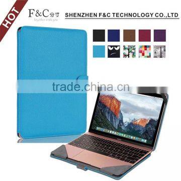 Shenzhen handmade deluxe PU leather Material folio cover for macbook stand case 11" 12" 13" 15" Compatible