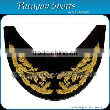 Gold Bullion Wire Handmade Embroidered Double Row Peak Visor For Military Peak Cap