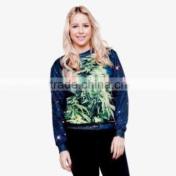 hot girls organic space weed high quality 3d print fullprint crewneck sweatshirt spring autumn unisex custom oversized pullover