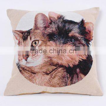 Facory Colored cat and dog design linen outdoor cushion for decorative