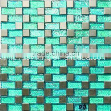 Newest design of metal mix glass mosaic tile decorative wall YX-002.