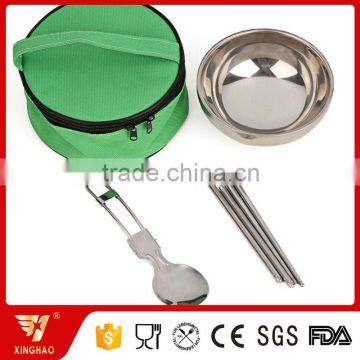 Stainless Steel Mixing Bowl With Foldable Spoon and Chopsticks in Nylon Bag photo-4