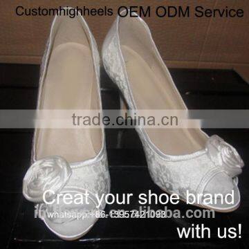 Handmade white wedding shoes for women high heel party shoes