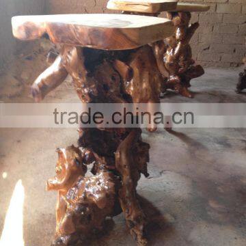 Garden Decorative Flower Holder Handly Carved Wooden Root Flower Stand