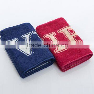 China Supply 25x100cm 100 Cotton High Quality Jacquard Logo Sport Towel photo-3