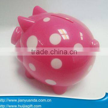 plastic coin banks with dots piggy shape coin saving bank