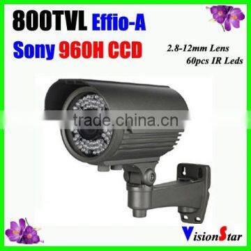 High resolution 800tvl sony Effio-A ip66 waterproof motion detection day night vision menu outdoor bullet ccd camera low price