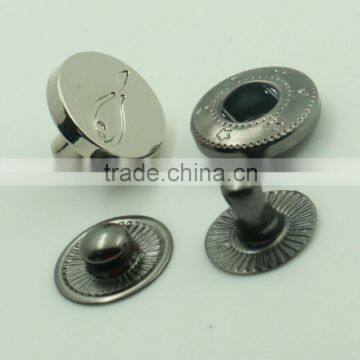 Custom Logo Zinc Alloy 15mm Flat Plating Technics Metal Press Snap Button for Bags Quality Choice photo-4