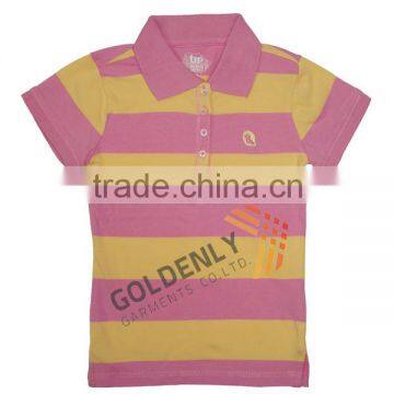 hot sale and fashion design for ladies yarn dye strips polo shirt made in China