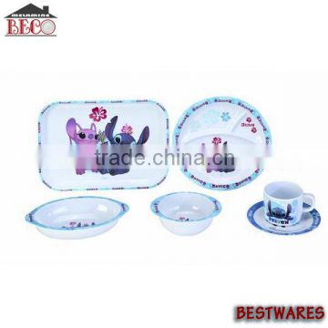 5-piece children's melamine dinnerware/ unbreakable dinnerware set