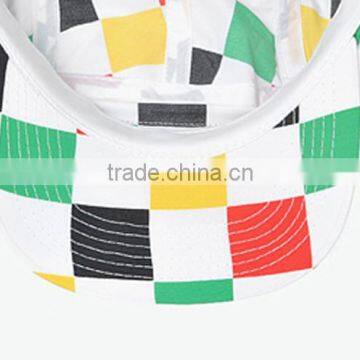 Custom 5 Panel Hats Checked 100% Polyester Printed Snapback Caps photo-6